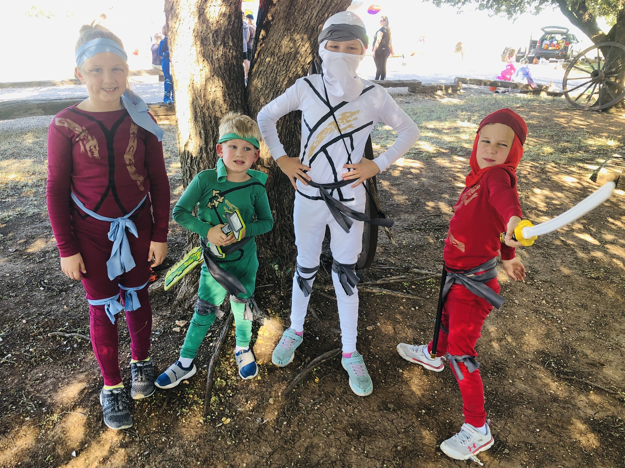 Four Siblings with Awesome DIY Lego Ninjago Costumes for Kids