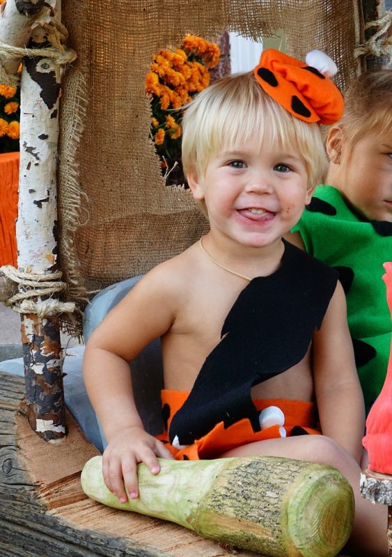 Coolest Flintstones Family Halloween Costume with Hand Built Car!