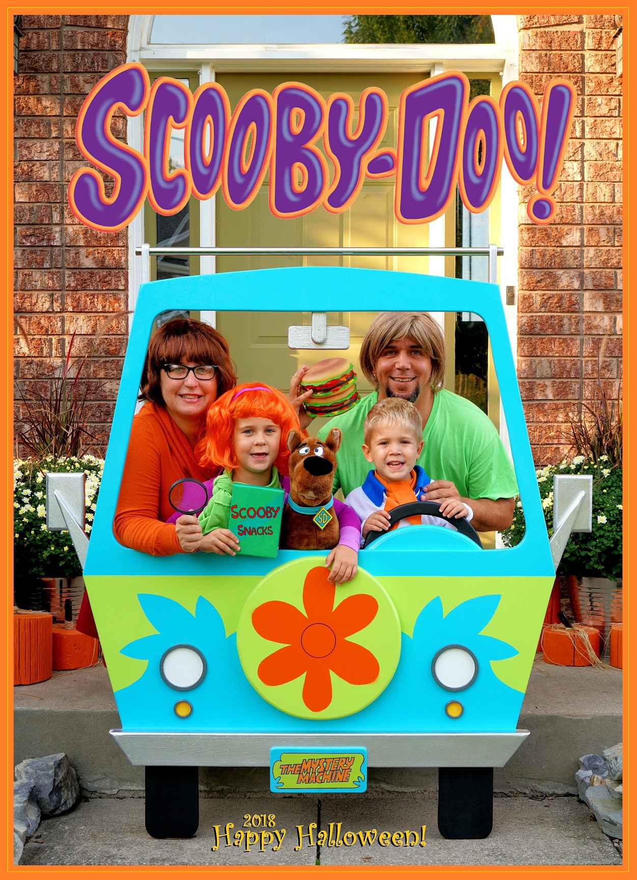 Scooby-Doo! Family Halloween Costume with Hand Built Mystery Machine!